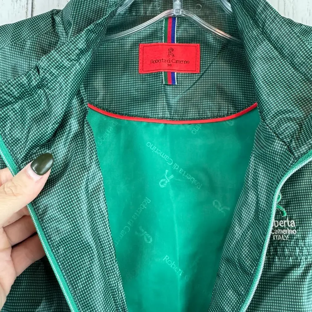 Roberta di Camerino Sport Green Full Zip Windbreaker Jacket Size 90/ US XS/Small